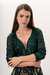 Imagen de VEST5943 Vestido largo combinado en lentejuela manga larga y seda estampada