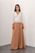 FALD0411 Maxi falda crepe sastrero liso con bolsillos - comprar online