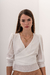 BLUS0283 Blusa de gasa manga 3/4 con lazo - comprar online