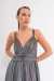 VEST0611 Vestido largo de glitter espalda cruzada - comprar online