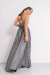 VEST0611 Vestido largo de glitter espalda cruzada - comprar online