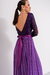 Imagen de VEST0634 Vestido largo manga 3/4 combinado en lentejuela y tul, lazo de seda