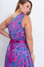 VEST0614 Vestido largo de seda estampada 1 hombro con lazo - tienda online