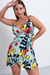 VEST0535 Vestido corto cruzado con volado de poplin estampado - comprar online