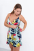 VEST0535 Vestido corto cruzado con volado de poplin estampado - Indumentaria Wassa