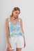 Imagen de BLUS0137 Blusa de lino estampado con volado abajo