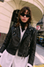 CUERM110 Campera simil cuero con detalles metalicos peltre doble cierre - tienda online