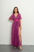VEST5913 Vestido largo de tul con foil lazo de seda - comprar online