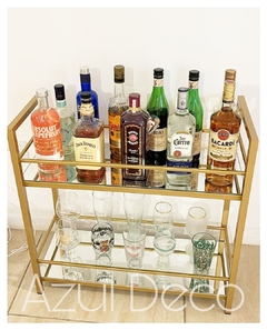 Min bar con espejo - Azul Deco