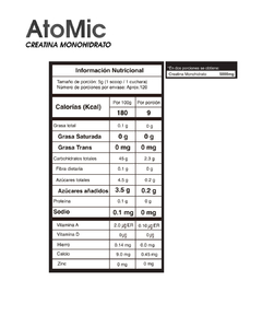 Atomic Creatina Monohidrato 600gr SmartMuscle - comprar online