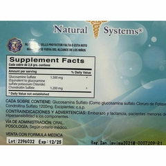 Glucosamina 1500mg + Condroitina 30 sobres Natural System - comprar online