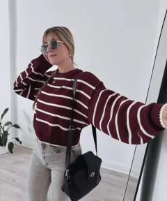 SWEATER RAYAS BORDO - comprar online