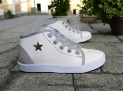 BOTA DUO PU BLANCO Y PLATA - tienda online