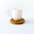 Taza De Porcelana Blanco Con Plato De Bambú
