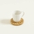 Taza De Porcelana Blanco Con Plato De Bambú en internet