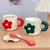 Taza importada flor con cuchara de diseño