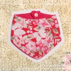 Babero Bandana Rojo con flores