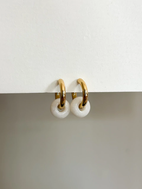 Aros mini sent jaspe blanco