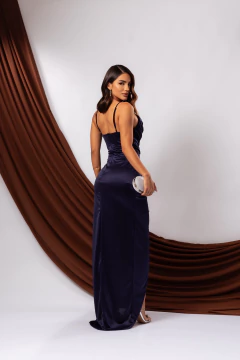 vestido festa de alça longo com abertura lateral da loja click da moda rp 