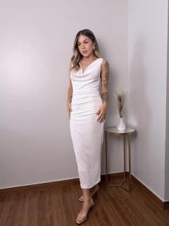 vestido tubinho de alca drapeado efeito molhado da marca click da moda rp 