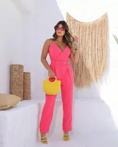 MACACÃO DE ALÇA DECOTADO COM CINTO click da moda rp 