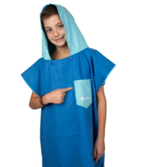 PONCHO ORIGAMI JUNIOR LISO - AZUL CELESTE