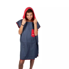 PONCHO ORIGAMI JUNIOR LISO - PETROLEO ROJO