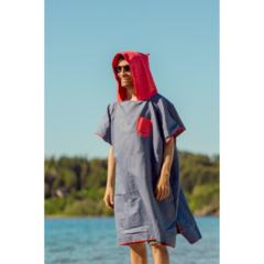 ORIGAMI PONCHO ADULTO PETROLEO ROJO en internet