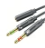 ADAPTADOR JACK 3.5MM HEMBRA A 2 PLUG 3.5MM MACHO 50CM AURICULAR + MICROFONO PREMIUM (9276)