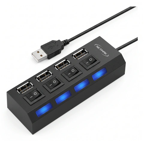 HUB USB 4 PUERTOS 2.0 NETMAK NM-AC08
