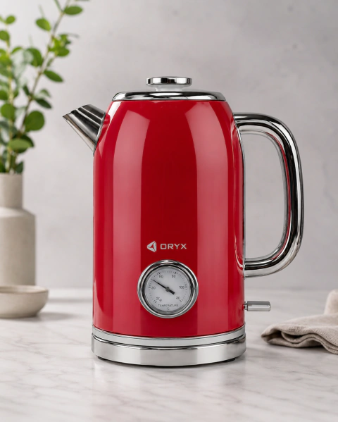 PAVA ELECTRICA 1.8L 1500W HERVOR CON MEDIDOR DE T° AGUJA RETRO ORYX OR-JEE01 - comprar online