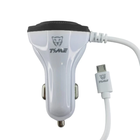 Imagen de CARGADOR PARA AUTO 12V MICRO USB + 2USB CARGA RAPIDA TIME TMCC 2303