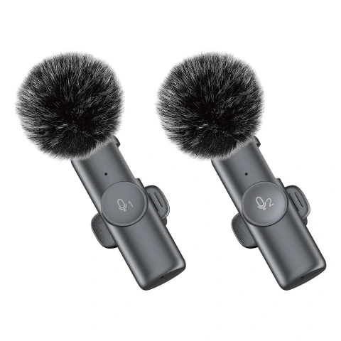 MICROFONO INALAMBRICO LAVALIER PARA CELULAR CORBATERO X2 FICHA TIPO C FURRY (3194)