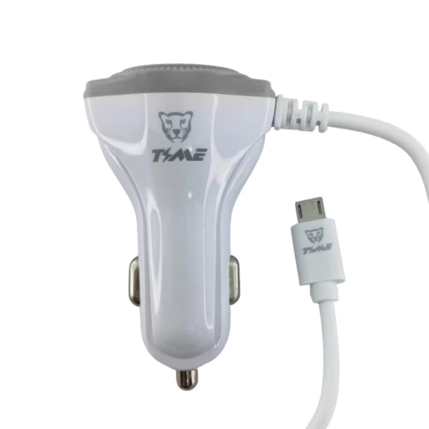 CARGADOR PARA AUTO 12V MICRO USB + 2USB CARGA RAPIDA TIME TMCC 2303
