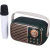 RADIO PORTATIL AM/FM + PARLANTE VINTAGE + MICROFONO IKARAOKE BOX BRODU BTS-1956 (19561)