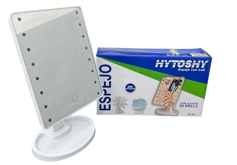 ESPEJO RECTANGULAR CON LUZ LED A PILAS O CON CABLE USB 360° 3 INTENSIDADES HYTOSHY HT-301 - comprar online