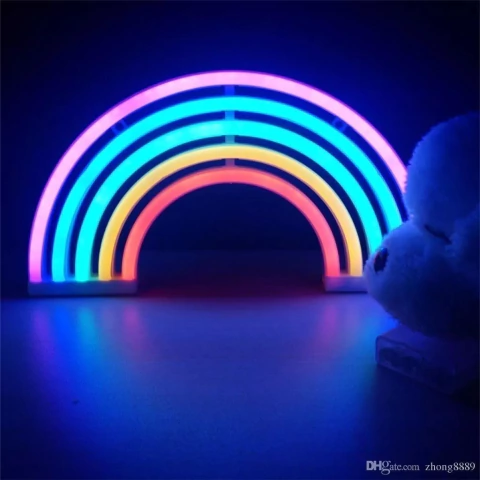 CARTEL ARCOIRIS NEON PARA COLGAR