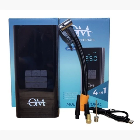 COMPRESOR DE AIRE DIGITAL 4 EN 1 INALAMBRICO OM OM-058 VEHICULOS / BICICLETAS / PELOTAS