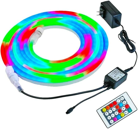 TIRA DE LED NEON 5M MANGUERA 12V FLEXIBLE CON FUENTE + CONTROL 28X35 (2893) - comprar online