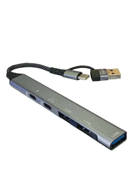 HUB USB TIPO C A 3 PUERTOS USB 2.0 + 2 PUERTOS TIPO C EZRA UH18