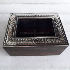 Caja de té de madera y alpaca - 4 divisiones