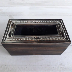Caja de té de madera y alpaca - 2 divisiones