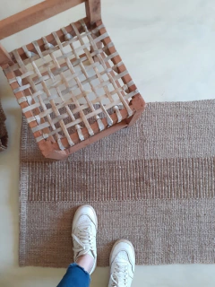 Despacho inmediato - Alfombra pasillera 220x70 cm beige con peinecillo central arena en internet