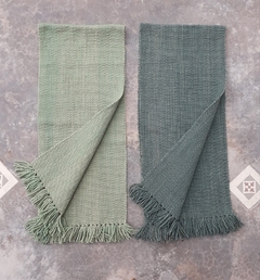 PRE VENTA Camino de lana de oveja tejido en telar verde claro - comprar online