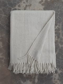 Manta para sillón de lana de llama, oveja y algodón tejida en telar - tienda online