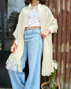 Pashmina de lana de oveja motivo espigado