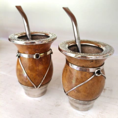 Mate de calabaza con virola, base y engarce de alpaca