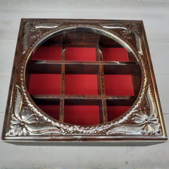 Caja de té de madera y alpaca - 9 divisiones