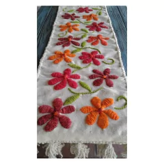 Camino de picote bordado a mano - online store