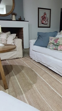 Alfombra beige con rayas finas natural - comprar online